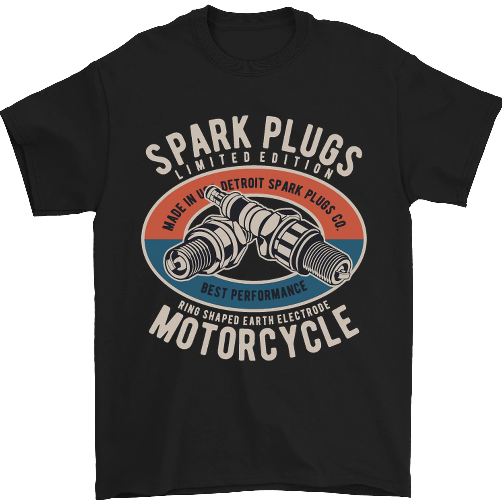 Spark Plugs Motorcycle Motorbike Biker Mens T-Shirt 100% Cotton