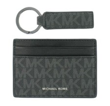 Michael Kors Logo Graphic Leather Slim Credit Card Case Wallet / Keyring.. New