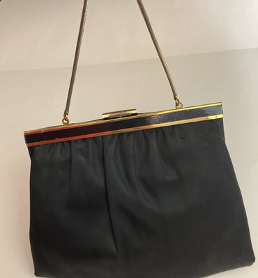 Ande VTG Women Black Clutch Purse Chain Strap Evening Bag Prom Event Wedding
