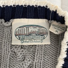 Vintage 80s/90s Britches Men's XL Gray Cotton Cable Knit V-Neck Sweater Vest
