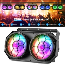 UKING 260W COB LED Par Light DMX Stage Audience Blinder Light Warm+Cool White