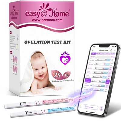 Ovulation & Pregnancy Test Strips Kit: Easy@Home 25LH + 10HCG + 35 Urine Cups