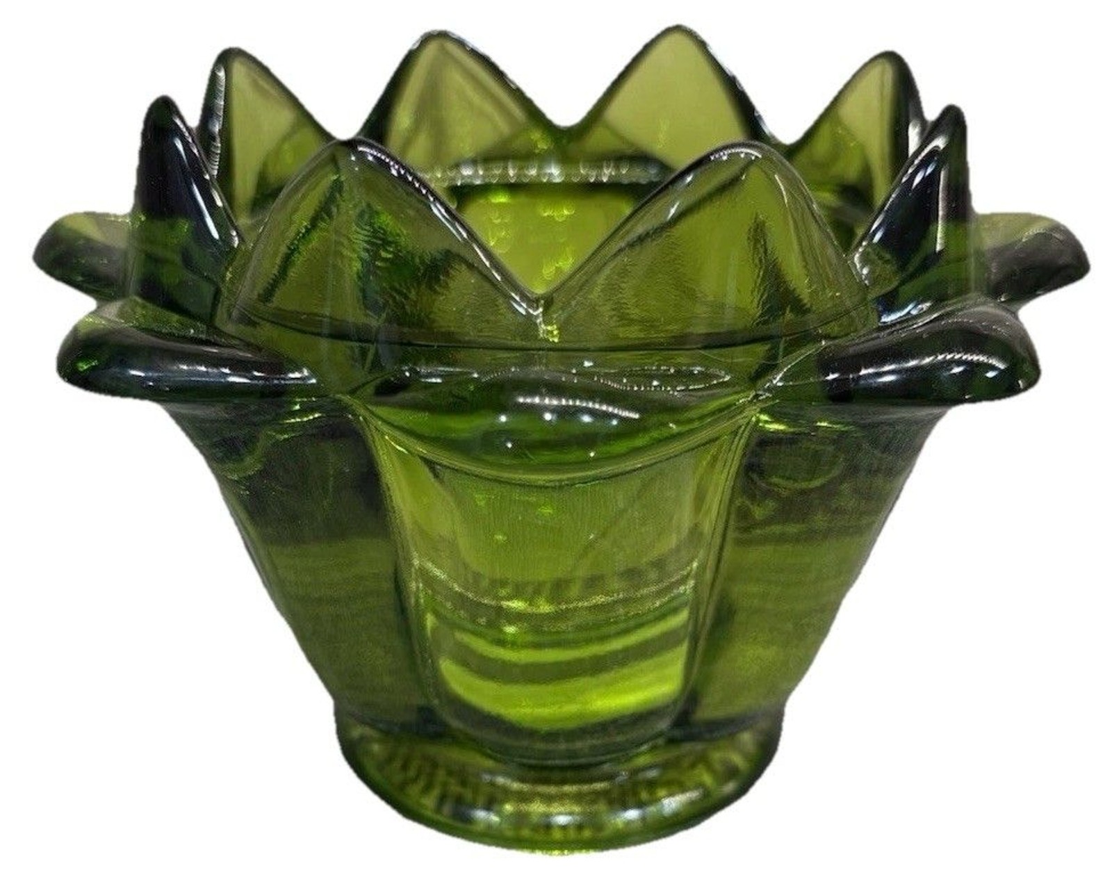 Vintage Viking Glass Green Flowerlite Flower Frog Artichoke MCM Rare - Very Nice