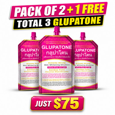 Glupatone Whitening Emulsion 50ml Pack of 2 + 1 Free Total 3 Pouches