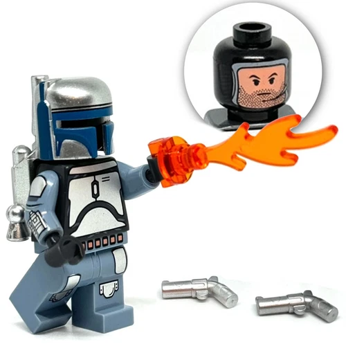 Jango Fett minifigure - flame thrower and pistols - star wars lego