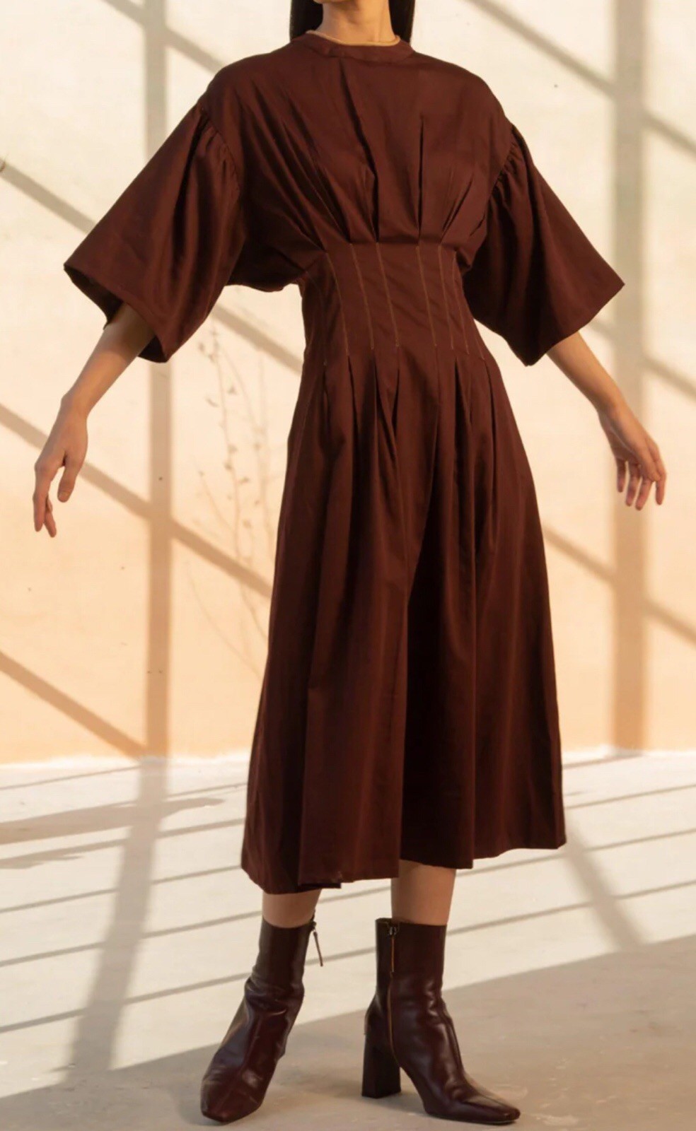 NWT~Cord Studios Darted Dress Maroon Size M/L Silk Blend $237