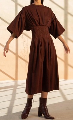 NWT~Cord Studios Darted Dress Maroon Size M/L Silk Blend $237
