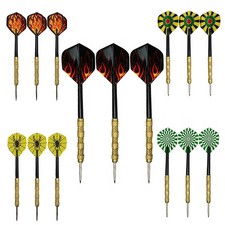 Professional Darts Set 15-Pieces Stainless Steel Tip Slim Barrel Flights Durable