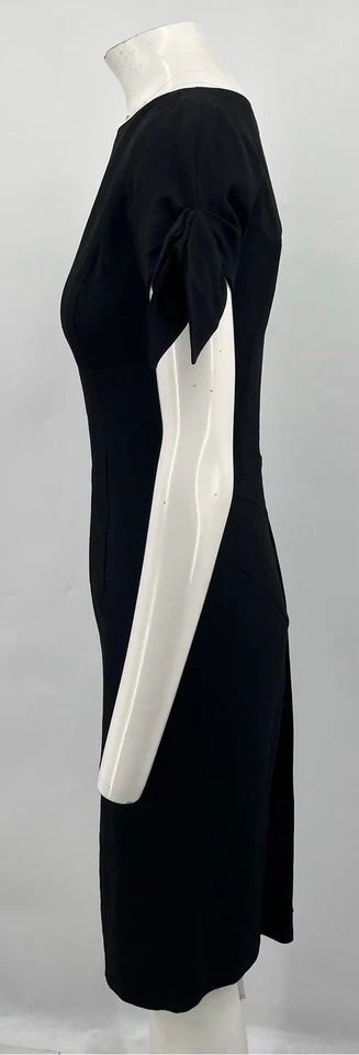 Vestido Christian Dior Negro Manga Lazo Kick-Pleat Línea A talla 6 Foto 2 de 4