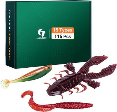 Fishing Lures for Kids 115Pc Bass Soft Plastic Swim Bait Minnow Set Kit