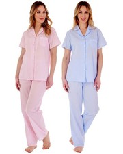 Slenderella Cotton Pyjamas Dobby Dot Woven Short Sleeve Button Pyjama Set