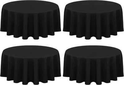 FXKS 4 Packs Black Round Table Cloth 90 Inch Circular 229 cm Round,