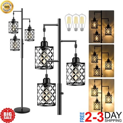68  Dimmable Floor Lamp with Elegant Metal Cage Industrial Tall Floor Lamp