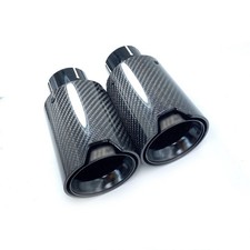 2pcs ID 63mm Glossy Black Carbon Fiber Exhaust Tip Fit For M Performance Pipes