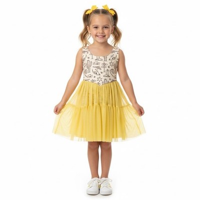 Unbranded Dress Girls 5-6T Western Yellow Mesh Activewear Boutique NWOT