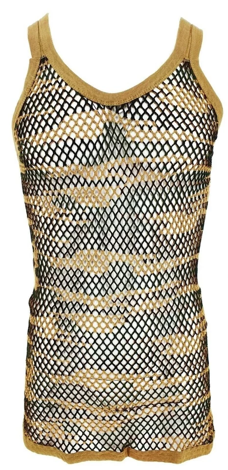 Mens Camouflage Mesh String Vest Tank Top Flouge Army Print Marina - Image 3 of 4