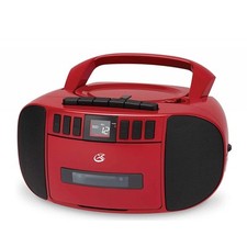 Portable Red Boombox AM FM Radio CD Cassette Player Stereo System with Aux In