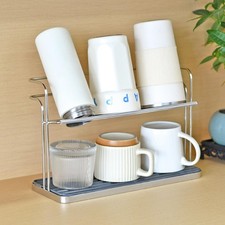 Bottle  Cup Drying Rack with Drain Tray Stainless Steel Silver 