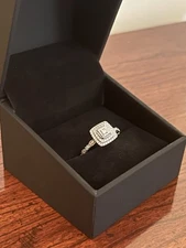10K ZALES 1/4 CT T.W. Princess Cut Diamond Halo White Gold Engagement Ring 8.75