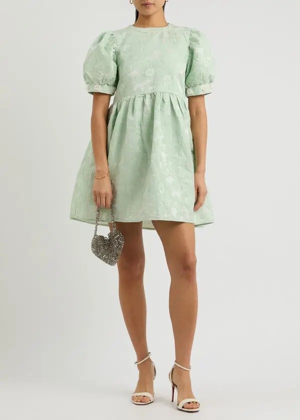 SISTER JANE Plume Floral Jacquard Cloque Mini Dress L Org $179 | eBay