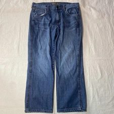 Wrangler Jeans Boot Cut Men's 35x27 Denim Western Cowboy Work Thick Stich