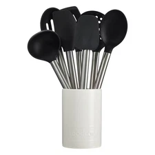 GoodCook Ready 8pc Silicone Tool and Crock Set: Ladle, Spatula, Slotted Turner,