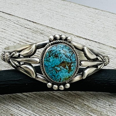 6 1/4'' Kingman Turquoise cuff bracelet sterling silver Bobby Platero BR17