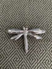 Silver Dragonfly Large Light Dragonfly Puffed Pendant