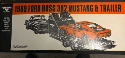 ERTL 1969 Ford Boss 302 Mustang & Trailer Wix Filters Orange Diecast Bank    