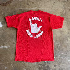 80s VINTAGE HAWAII HANG LOOSE SHAKA HAND T-SHIRT SZ L HAWAIIAN SURFER SHIRT 70s