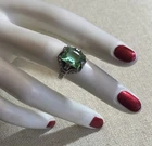 Vintage OR Sterling Silver 925 Uranium Emerald Cut Glass 2.6gr Ring Sz 4.25
