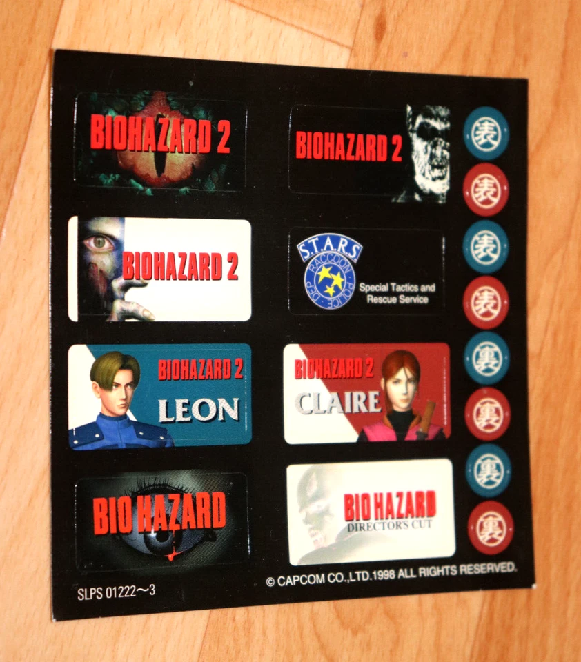 1998 Resident Evil 2 Biohazard 2 Capcom Vintage Memory Card Stickers Leon Claire - Image 2 of 4