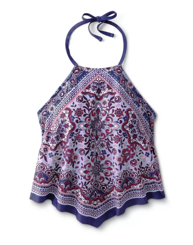 Размер M (8-10) высокий воротник танкини плавать верхний цветочный пейсли носовой платок, Kona Sol - Изображение 4 из 4