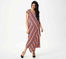 Du Jour Striped Wrap Knit Midi Dress, Muticolor, Medium