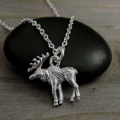 Silver Moose Necklace - Moose Charm - Moose Pendant - Canadian Elk Jewelry