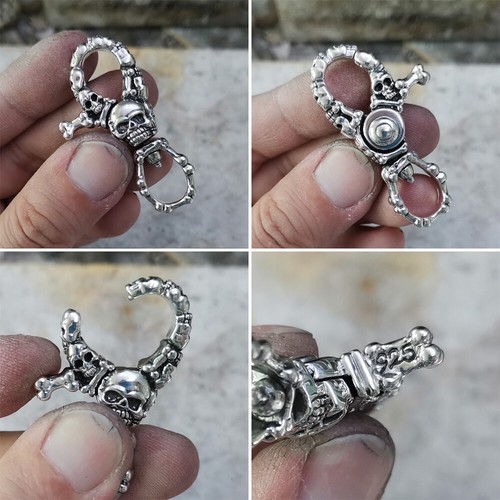 Skull 925 Sterling Silver KeyRing Mens Biker Keychain DIY Accessories TA200B - Picture 10 of 15