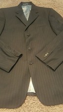 Andrew Fezza Charcoal Blazer Jacket Sport Coat Pinstripe 42L 100's Worsted EUC