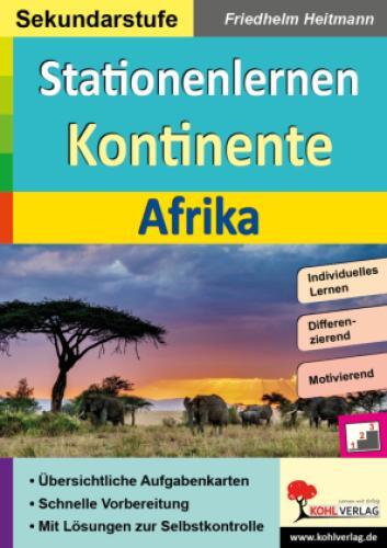 Thumbnail - Stationenlernen Kontinente / Afrika Übersichtliche Aufgabenkarten In