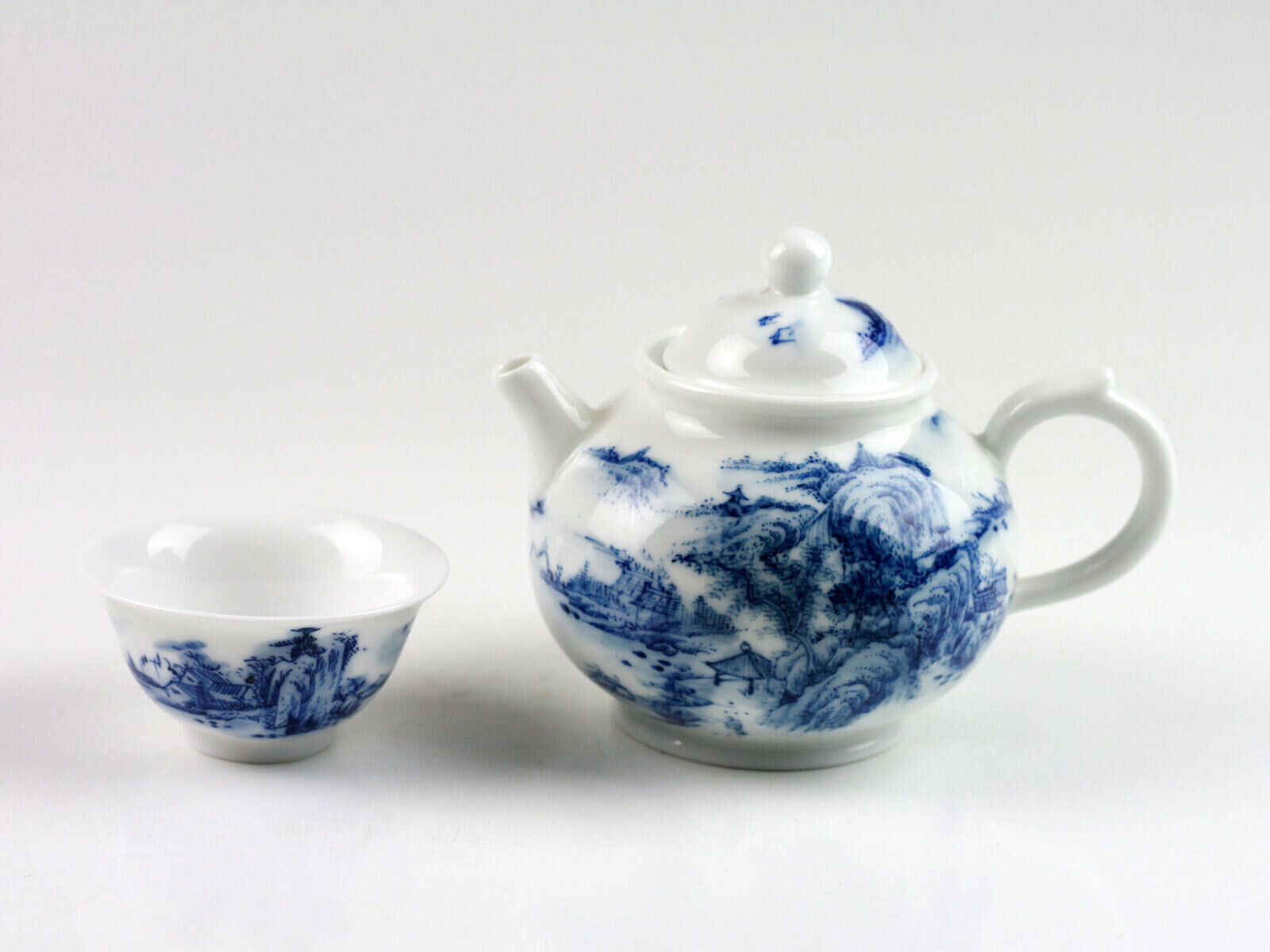 Teeservice Porzellan blau-weiß handbemalt chinesische Teezeremonie Tee-Set China