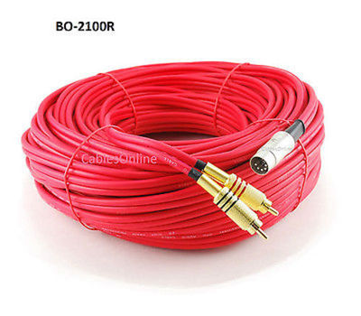 100ft 5-Pin DIN to 2-RCA Red Audio Cable, CablesOnline BO-2100R
