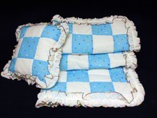 White and Blue Dotted Handmade 88 Squares 33" x 43" Baby Quilt with Pillow