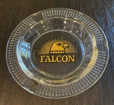 Vintage Clear Glass Cigarette Ashtray Hobnail Rim Falcon Picture France
