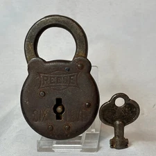Vtg Reese Padlock Six Lever Working Lock With Key Made in USA
