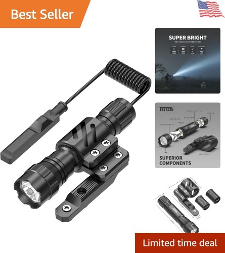 Durable Matte Black 1200 Lumen LED Flashlight with M Lock Offset Mount Included