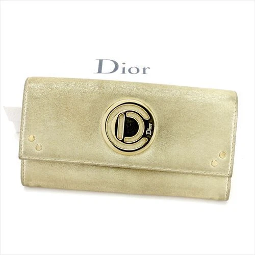 Dior Portefeuille Sac à Main Long Portefeuille CD Logos Doré Femme Authentique Occasion T5594
