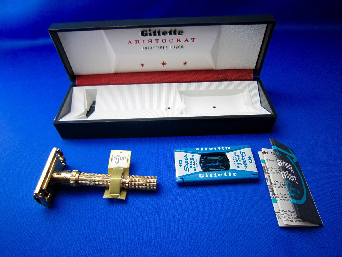 Gillette Aristocrat Adjustable Razor 髭剃り 1960 Gillette - Slim Aristacrat Adjustable — Razor Archive