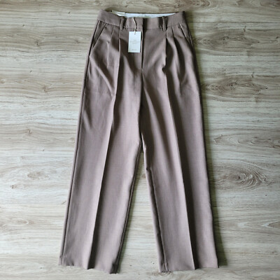 Aritzia women's Size 8 Effortless Pant Wide Leg High Rise Heather Nomad Taupe