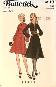 Vintage Butterick Pattern #6019 One Piece Dress Classic Chic Style Sz 10 1970 FF