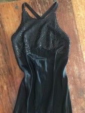 Vtg 90s black shiny sequin halter dress long timeless look statement