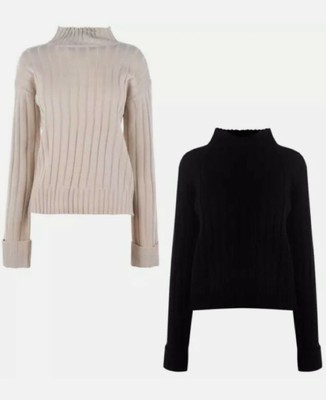 Kangol Turtle Neck Jumper Ladies Size 10/12  Black/Stone knit